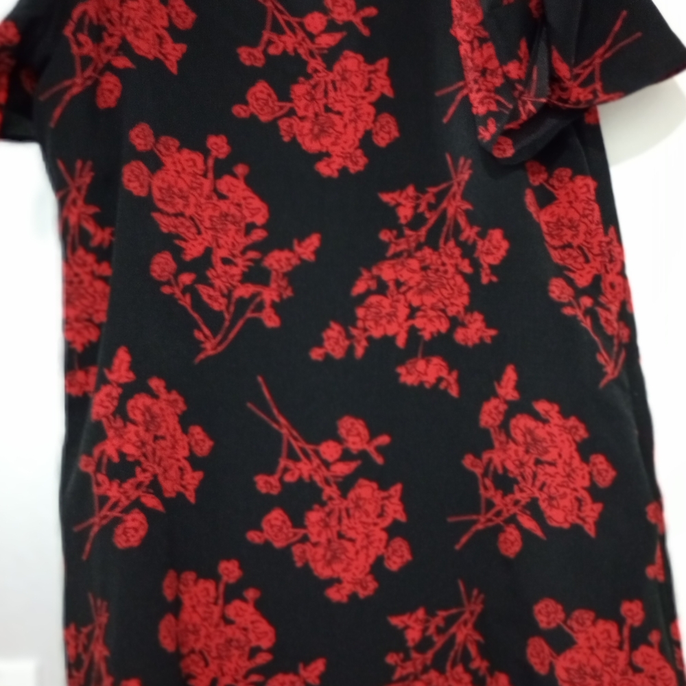 SHEIN Black Dress with Red Floral Design